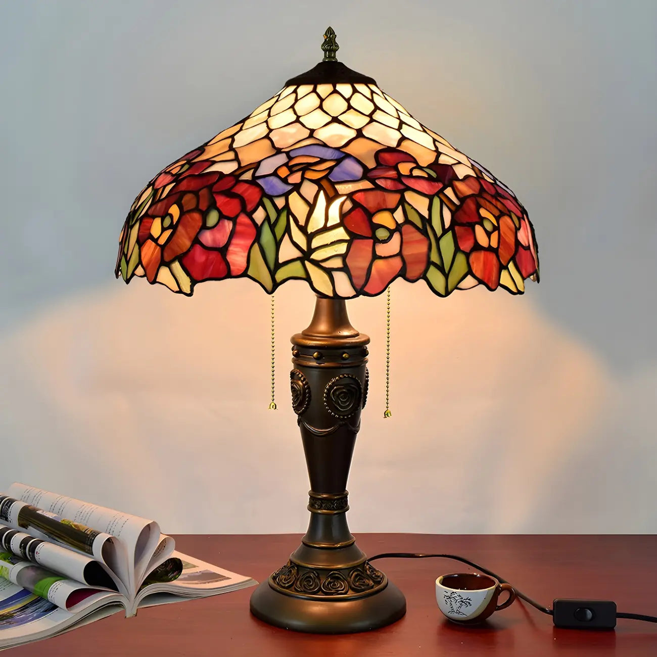 HomeyFad Lampe de table à 2 lumières dôme en verre inoxydable vintage