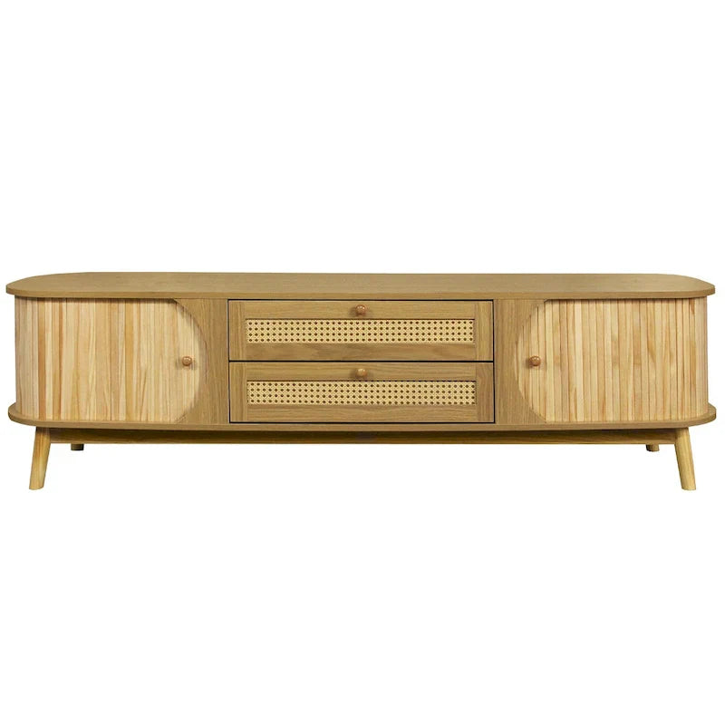 Meuble TV en rotin de style ferme moderne