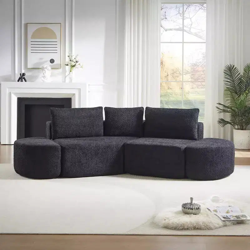 Clihome Canapé Modulable d'Angle en V de 270 cm avec Coussins Déco et Ottomans