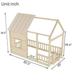 Cadre de lit au sol Whisen Twin Size, lit en forme de maison avec toit, clôture