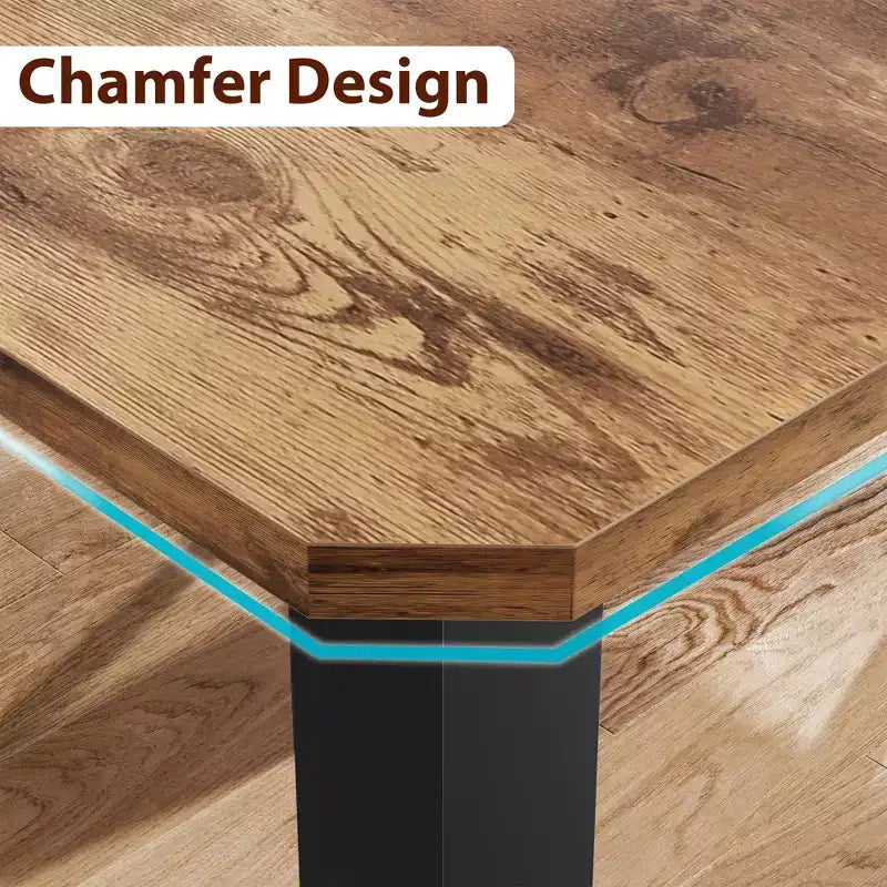 Table de salle à manger industrielle pour 6 à 8 personnes, table de cuisine en bois de 200 cm de long avec cadre en métal robuste et finition marron rustique - 6 places, comptoir rectangulaire
