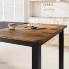 Table de salle à manger industrielle pour 6 à 8 personnes, table de cuisine en bois de 200 cm de long avec cadre en métal robuste et finition marron rustique - 6 places, comptoir rectangulaire