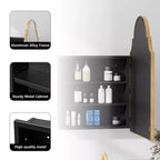 Armoire à pharmacie avec miroir, encadrement en fer forgé doré, 19,5 x 29,64 pouces, armoire murale pour salle de bain