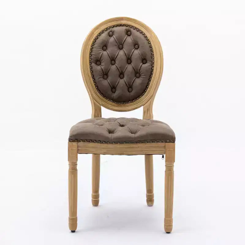 CLIHOME Lot de 2 Chaises d'appoint de style français à cadre en bois massif et peinture antique, Chaises de salle à manger en cuir artificiel PU
