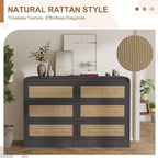 Commode à 6 tiroirs en rotin Acekool, commode moderne pour chambre à coucher, salon et couloir