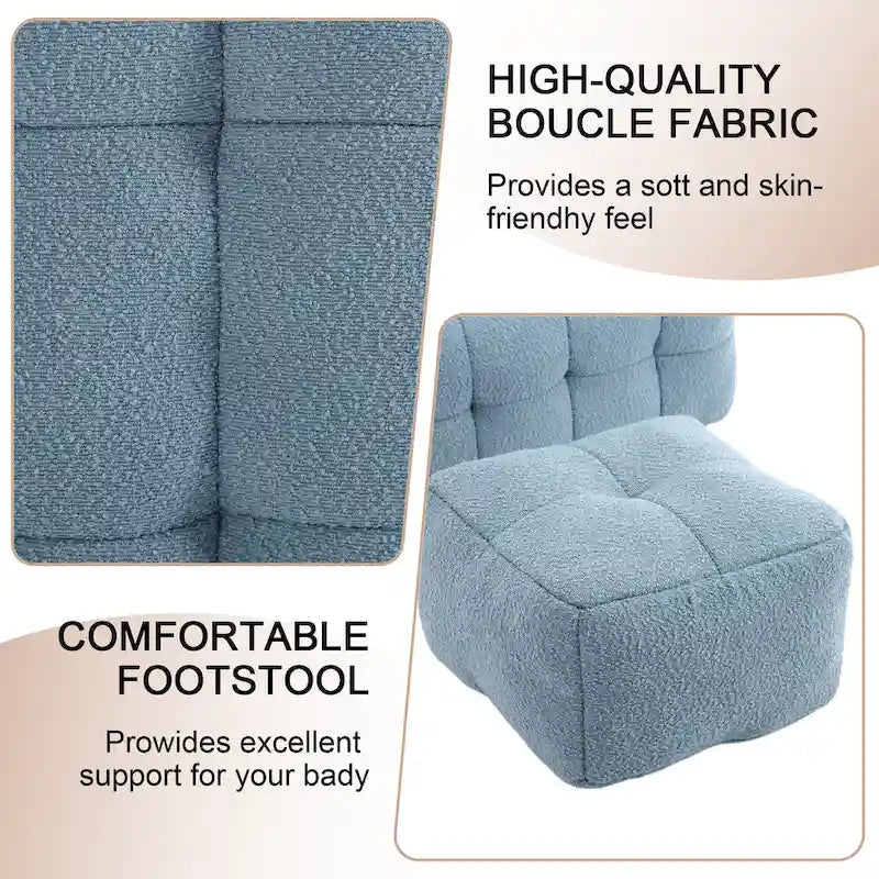 HOMEFUN Fauteuil d'appoint moderne capitonné en tissu bouclé avec ottoman