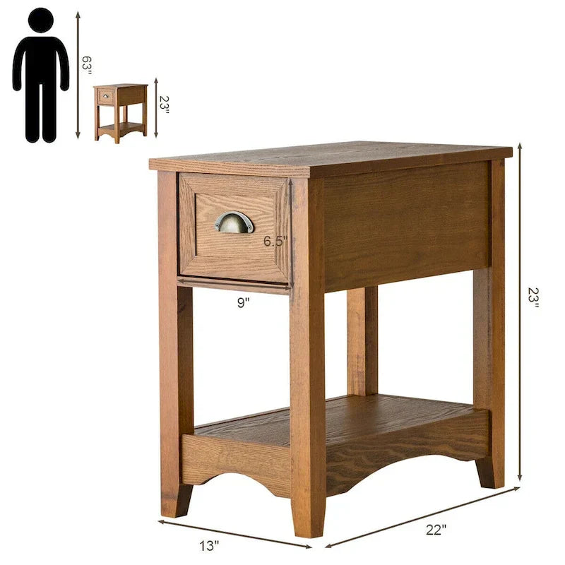 Gymax Lot de 2 Tables d'appoint Contemporaines Compactes avec Tiroir - 13" X 22" X 23" (L x l x H)