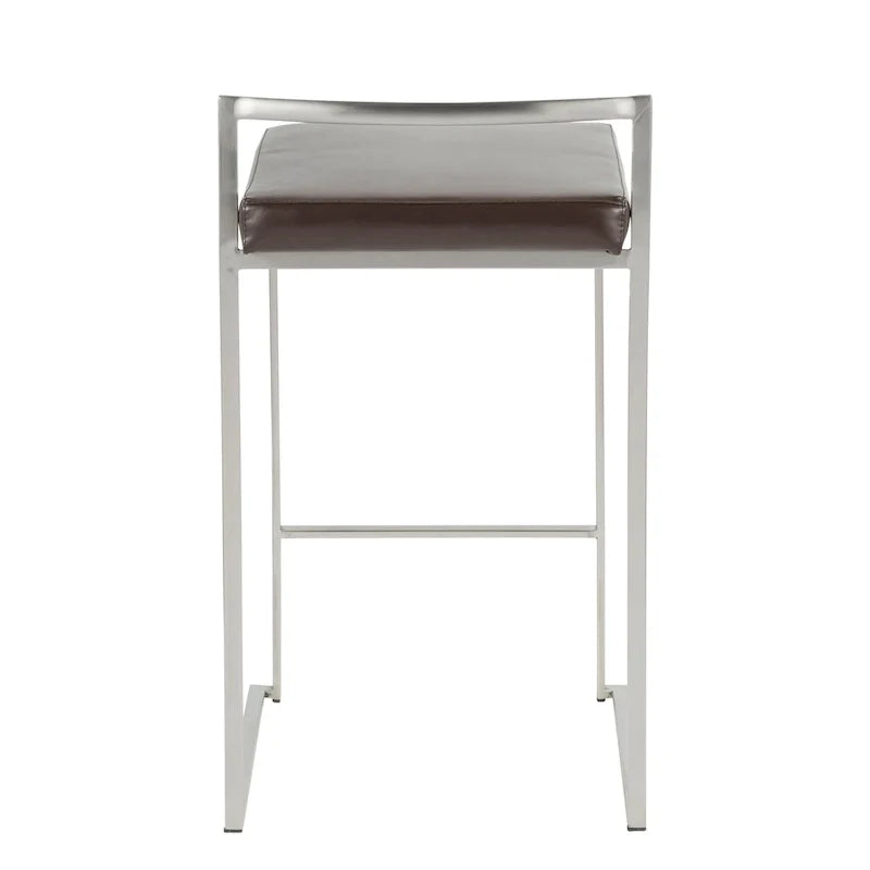 Tabouret de comptoir Silver Orchid Forrest en acier inoxydable empilable et entièrement soudé (lot de 2)