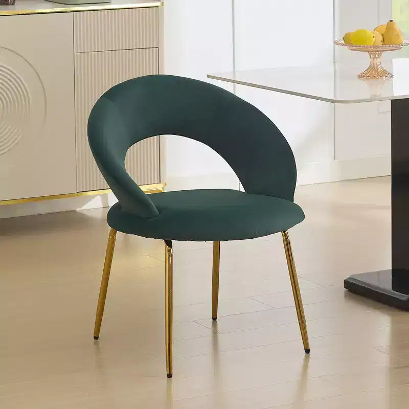 Lot de 1 chaises de salle à manger en velours avec dossier incurvé et pieds en métal doré pour la cuisine ou la salle à manger, blanc