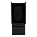 Grande Armoire Moderne à Deux Portes avec 3 Tiroirs et 1 Tringle pour Chambre à Coucher