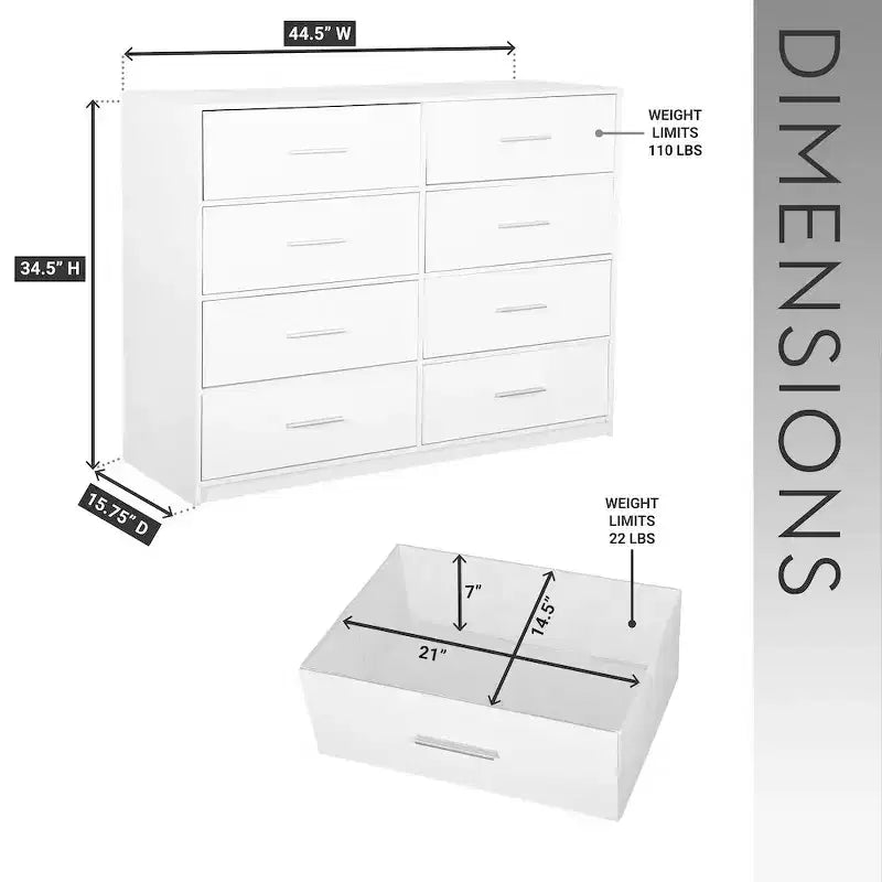 Techni Home, commode à 8 tiroirs en tissu de grande taille
