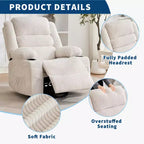 Fauteuil relax pivotant manuel à 360°, canapé planeur avec porte-gobelets et poches, fauteuil confortable pour la chambre de bébé, le salon et la chambre à coucher