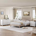 Commode à 6 tiroirs pour chambre à coucher, 120 cm de large, commode en bois, commode à tiroirs larges et modernes, pour chambre à coucher, salon, blanc