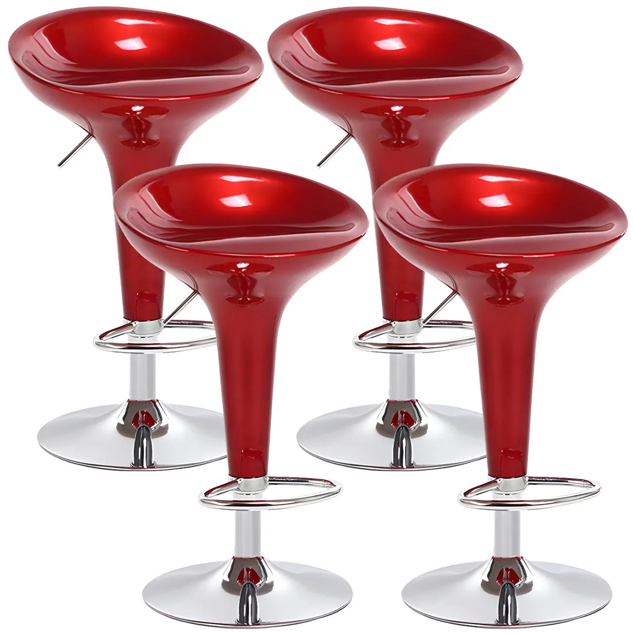 Tabouret de bar pivotant en plastique chromé réglable en hauteur