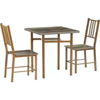 Ensemble de salle à manger 2 pièces, table carrée en bois de 120 cm avec pieds en métal et chaises assorties, table de cuisine marron antique pour petits espaces