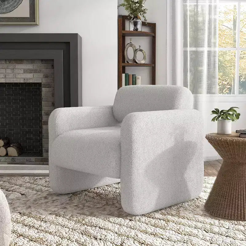 HOMES: Inside + Out Fauteuil d'appoint moderne Sanddrift en bouclette