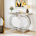 Console Argentée, Table d'Entrée Miroir 39 pour Hall d'Entrée