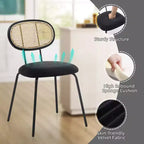Lot de 2 chaises de salle à manger Acekool Mid Century Modern en velours avec dossier en rotin et pieds en métal pour cuisine ou salon
