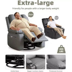 Fauteuil inclinable surdimensionné avec fonctions chauffante et massante - Fauteuil paresseux pivotant à 360° pour adultes, bascule manuelle avec télécommande, pour salons et chambres à coucher