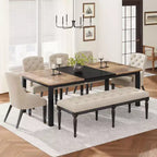 Table de salle à manger industrielle pour 6 à 8 personnes, table de cuisine en bois de 200 cm de long avec cadre en métal robuste et finition marron rustique - 6 places, comptoir rectangulaire