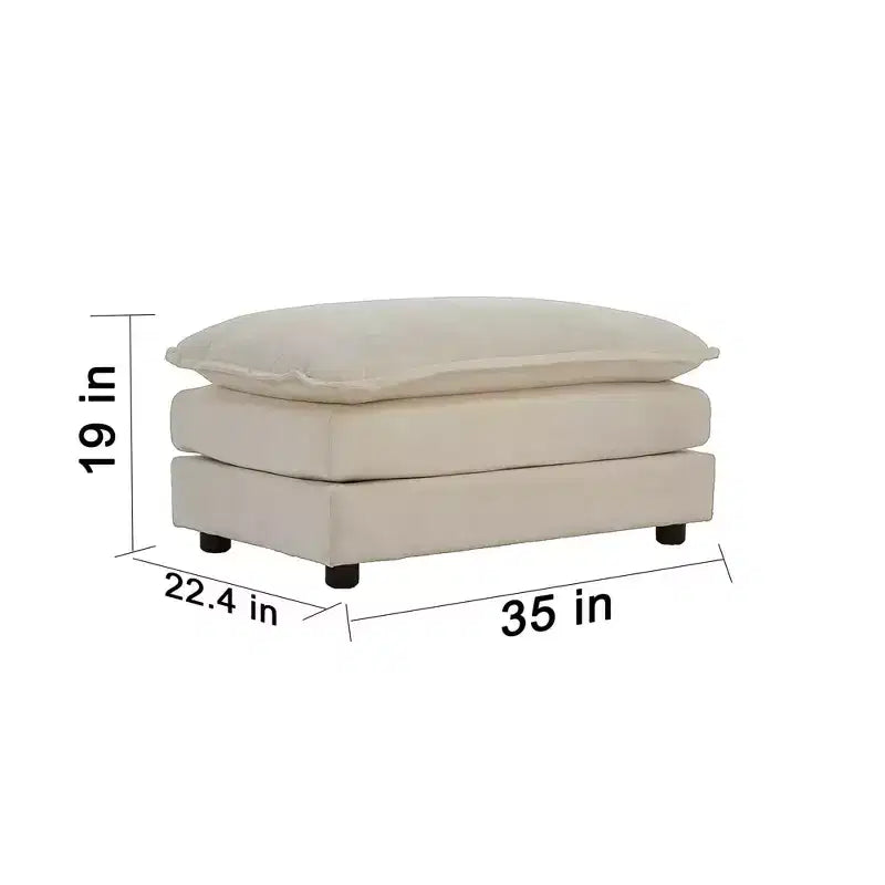 Canapé Confort MAYEERTY en U avec méridienne réversible, Grand Canapé Modulable en U avec Pouf pour Salon, Beige