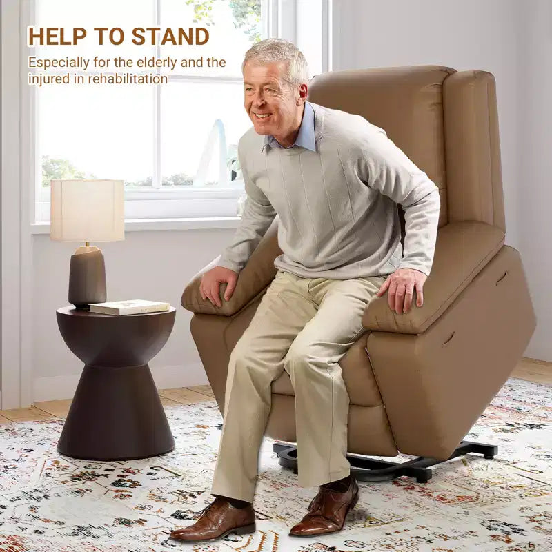 Fauteuil inclinable électrique - Chaleur et massage, fauteuil inclinable électrique robuste en cuir PU pour personnes âgées et à mobilité réduite, dossier et jambes réglables