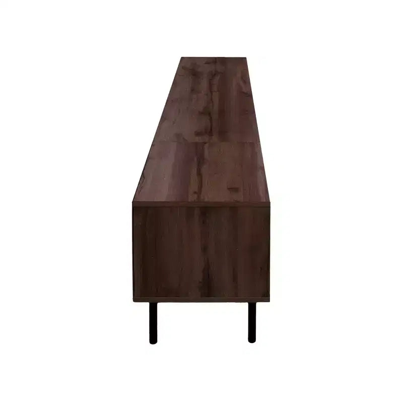 Meuble TV 78 po pour téléviseurs jusqu'à 85 po, Console TV marron Meuble TV Meuble de divertissement avec porte et tiroirs à fermeture douce en diamant - ModernLuxe