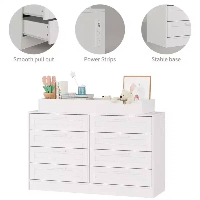 Commode Zstar 5 tiroirs pour Chambre, Commode verticale de 105 cm de haut avec Rangement Autonome, Coffre de Rangement en Bois pour Salon, Blanc