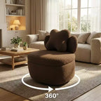 Fauteuil pivotant à 360° avec rangement dissimulé, fauteuil baquet ergonomique avec revêtement moelleux pour salon, chambre et bureau