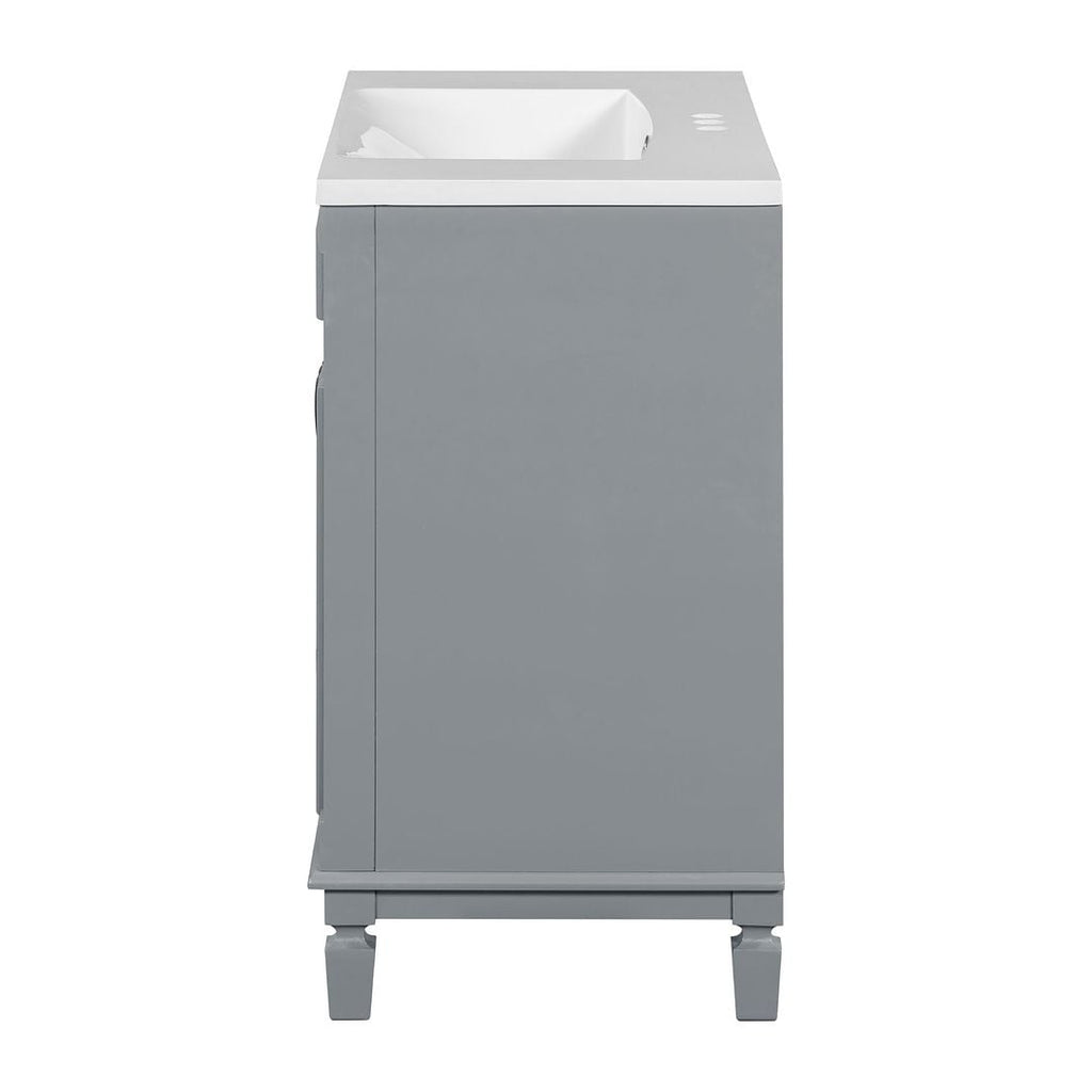 Meuble-lavabo de salle de bain moderne de 91 cm avec lavabo et armoire de toilette, 2 portes et 2 tiroirs