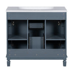 Meuble-lavabo de salle de bain moderne de 91 cm avec lavabo et armoire de toilette, 2 portes et 2 tiroirs