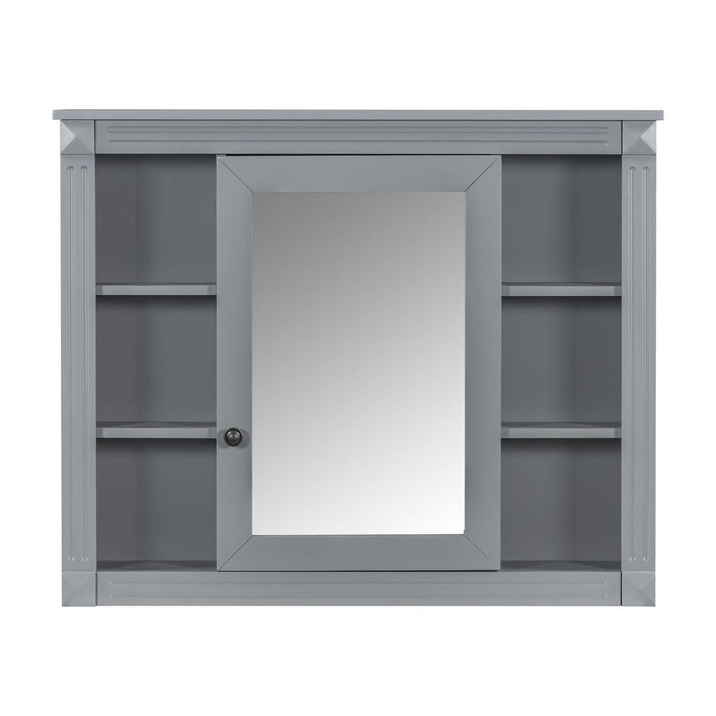Meuble-lavabo de salle de bain moderne de 91 cm avec lavabo et armoire de toilette, 2 portes et 2 tiroirs