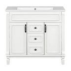 Meuble-lavabo de salle de bain moderne de 91 cm avec lavabo et armoire de toilette, 2 portes et 2 tiroirs