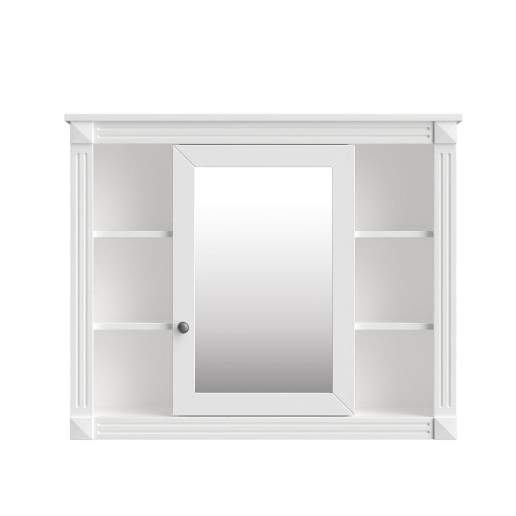 Meuble-lavabo de salle de bain moderne de 91 cm avec lavabo et armoire de toilette, 2 portes et 2 tiroirs