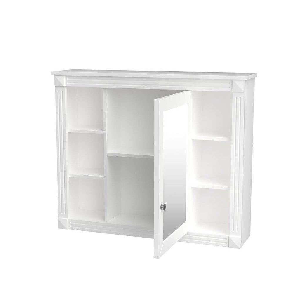 Meuble-lavabo de salle de bain moderne de 91 cm avec lavabo et armoire de toilette, 2 portes et 2 tiroirs