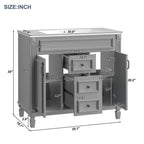 Meuble-lavabo de salle de bain moderne de 91 cm avec lavabo et armoire de toilette, 2 portes et 2 tiroirs