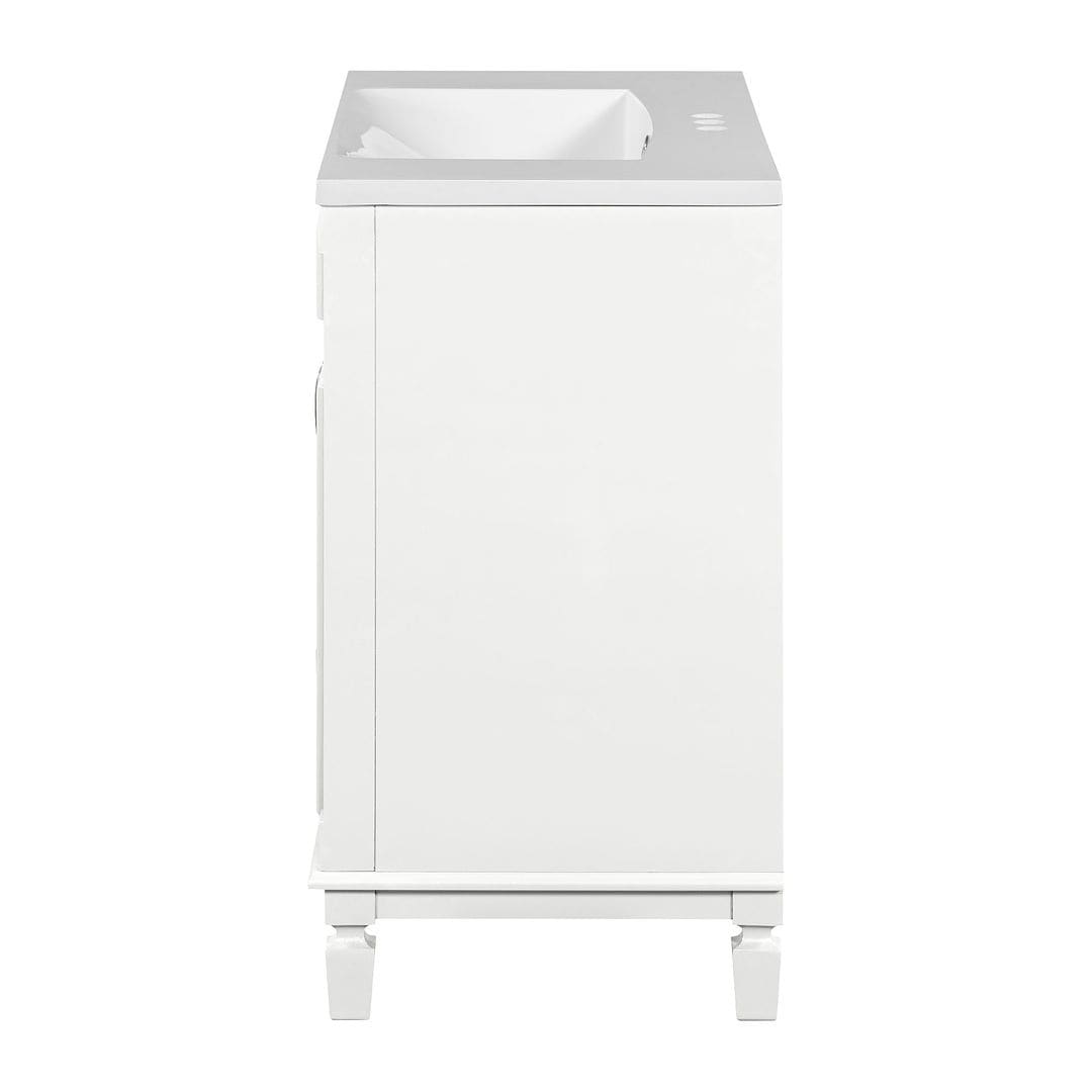 Meuble-lavabo de salle de bain moderne de 91 cm avec lavabo et armoire de toilette, 2 portes et 2 tiroirs