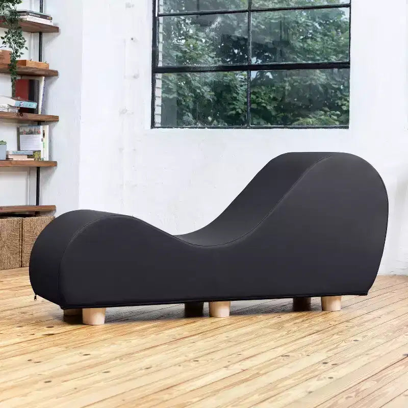 Fauteuil inclinable Avana pour l'étirement et la relaxation, pieds en bois d'hévéa, similicuir - Gris sous-marin