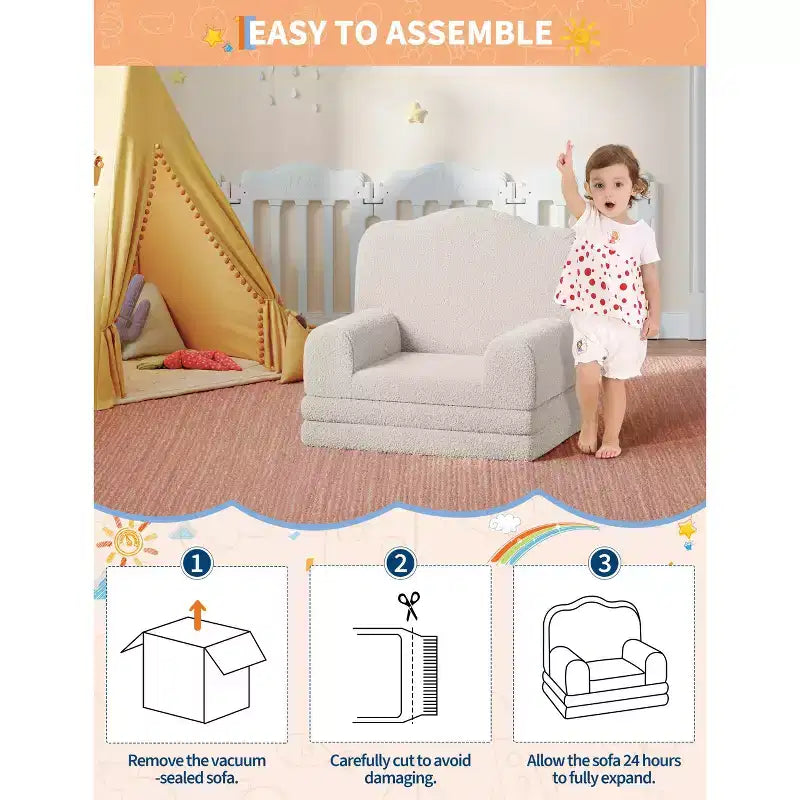 Canapé et fauteuil pour enfants 2-en-1 – Sofa en mousse pliable pour tout-petits