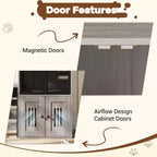 Meuble de litière pour chat GustomWave, armoire double cachée 2 en 1 avec bac à litière fermé et échelle, meuble pour chat en bois