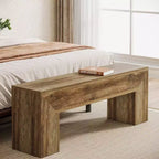 Banc d'entrée en bois Lantine47'', banc d'entrée de style ferme avec rangement pour salon, chambre à coucher, couloir, assemblage facile, brun chêne