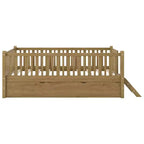 Cadre de lit double avec lit gigogne et garde-corps, lit plateforme bas avec escalier pour garçons et filles