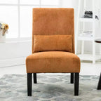 Fauteuil d'appoint contemporain sans accoudoirs Roundhill Furniture Pisano en tissu chenille avec coussin lombaire assorti, orange