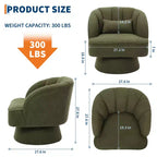 Fauteuil crapaud moderne, pivotant à 360°, avec dossier rayé incurvé et assise large et rembourrée, adapté aux salons, chambres à coucher.