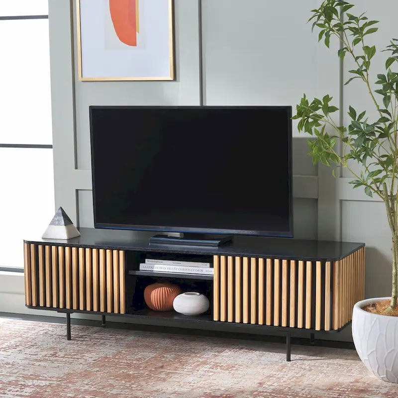 Meuble TV 2 portes 2 étagères – 54Lx17Px19H