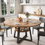 Table à manger ronde pour 4-6 personnes, table de cuisine de ferme de 42 pouces avec rangement, tables à dîner circulaires pour la cuisine, la salle à manger, le salon, la salle de réunion