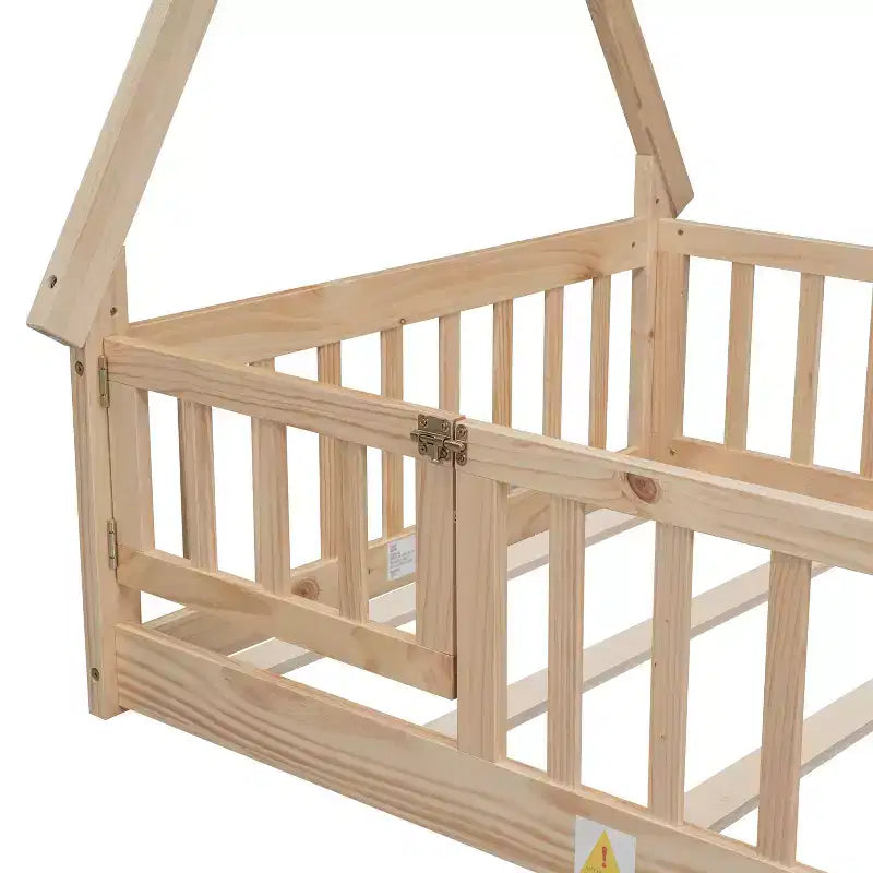 Okak Lit au sol simple/double avec toit amovible en forme de tente et rails de sécurité à 360° pour les tout-petits de 2 à 6 ans, lit pour enfants facile à monter, chambre d'enfant