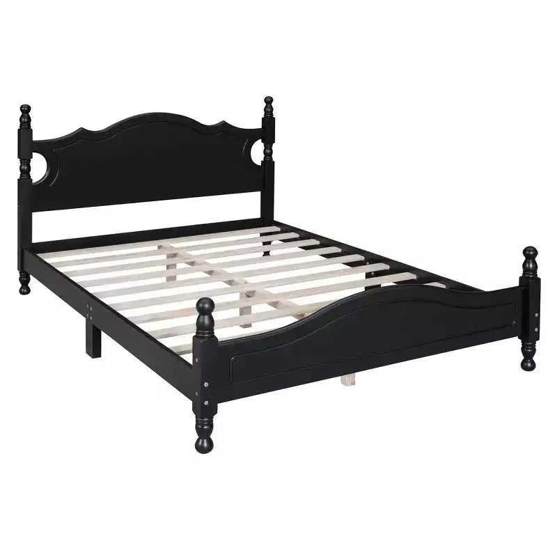 Cadre de lit plateforme en bois Queen Size Whisen, lit plateforme avec support à lattes en bois