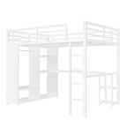 Lit mezzanine queen - Armoire et bureau intégrés, Cadre métallique avec étagères