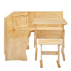 MUSEHOMEINC Ensemble de table de salle à manger 3 pièces en bois massif de style traditionnel avec banquette latérale, ensemble de table de coin repas avec rangement caché